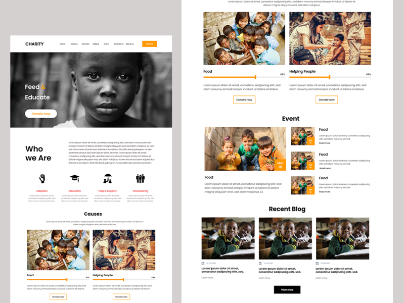 Charity Website design by Sam on Dribbble