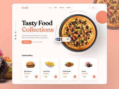 Food Hero Header clean design color design exploration fast food food hero hero header landing landing page pizza restaurant ui ui ux unique web web design website