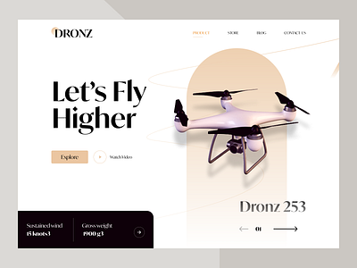 Dronz - Hero Header UI Design Exploration clean design design drone hero header drone website drones exploration hero header hero section landing page minimal ui technology ui ui design ui ux user interface web web design website website design website ui design