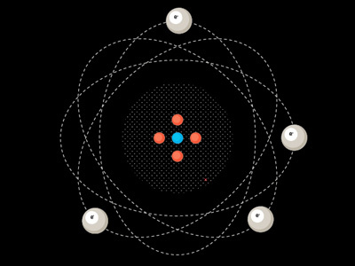 Atom atom atomic billiard bohr fravilla illustration micro model nuclear nucleus orbital orbits pool scientific