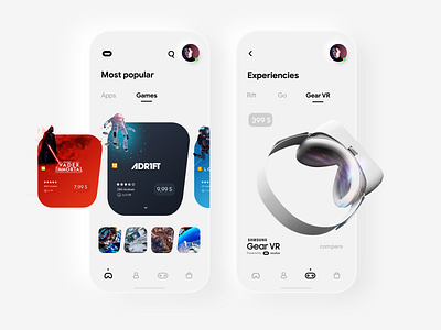 Oculus app concept clean clean ui games minimal oculus samsung vr store ui ux uidesign vr