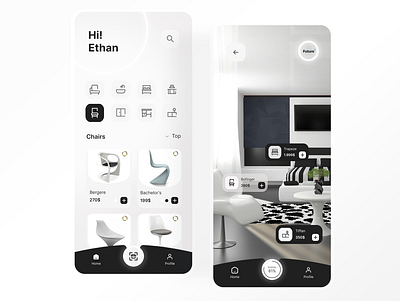 Future furniture app concept chair clean furniture furniture app furniture store futurism minimal minimalist mobile product shop store ui userinterface