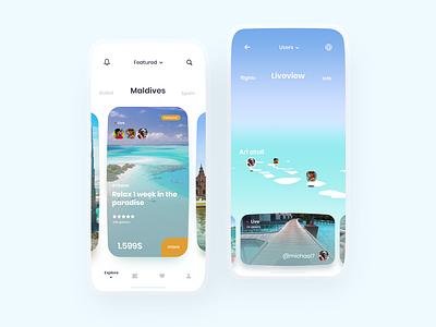 Travel app concept beach clean concept gradient maldives minimal mobile travel travel app