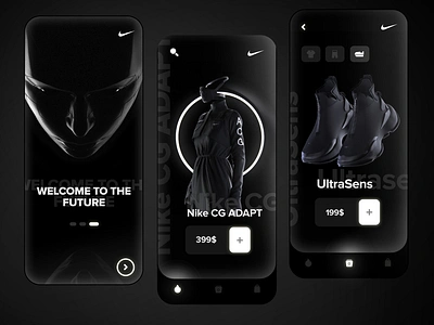 Futuristic nike clothing app cyberpunk ecommerce futurism minimal mobile nike nike running nike shoes shop trend