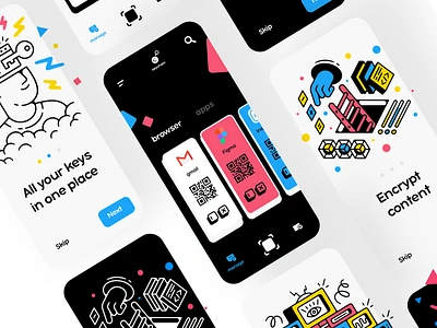 Keychain manager app concept app design appdesign concept encrypt illustraion keychain manage minimal mobile password password manager qr code
