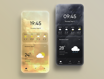 Weather app concept cloudy concept gradient minimal mobile mobile ui rain sunny weather weather app