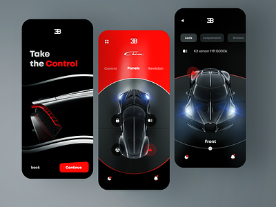 Car control app concept 3d bugatti car carcontrol clean minimal mobile ui uidesign