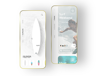 Surf app concept gradient minimal minimalism mobile surf surfboard surfing uidesign white