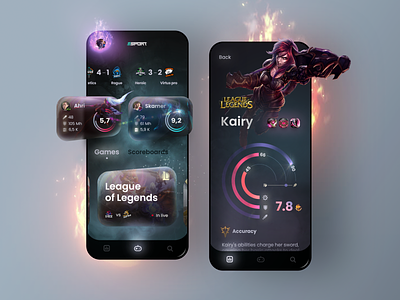 Esports app concept concept esports gamer gaming app glassmorphism illustration leagueoflegends mobile trend uidesign