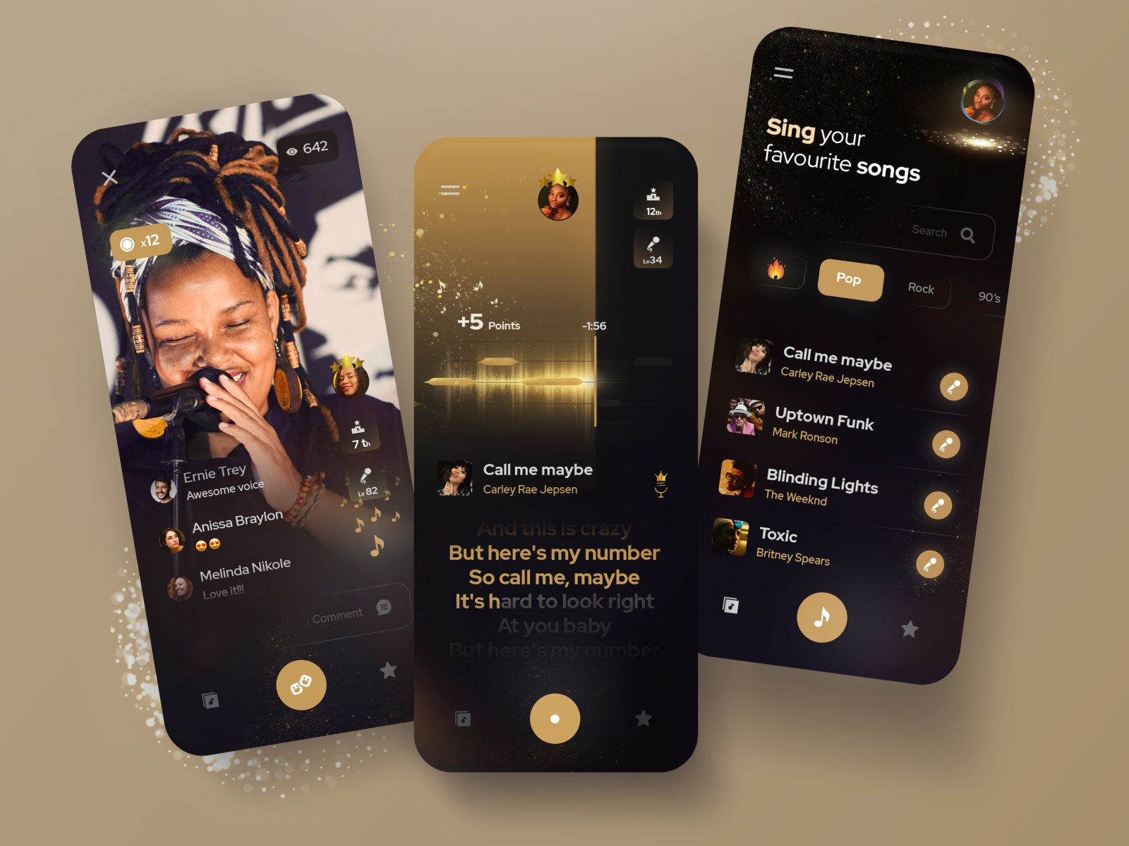 Karaoke app concept by Giovanni Mingo® for Orizon UI/UX Design Agency