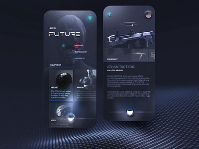 Future Police Info App Concept futurism futuristic ui glassmorphism minimal mobile neumorphism police uidesign weapons