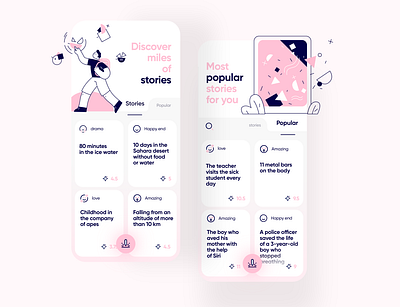 Story Finder app concept clean finder histories illustration minimal mobile story uidesign