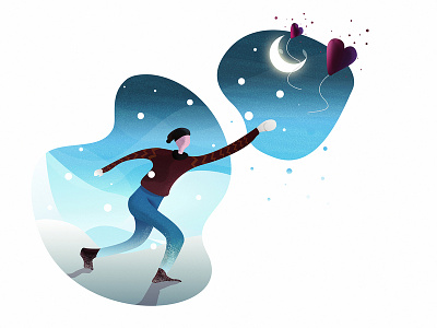 Balloons in the snow ballon ballons design dribbble flat flatillustration illustration snow winter