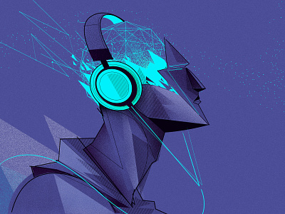 8D Music future headphones illustration illustrator music