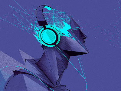 8D Music future headphones illustration illustrator music