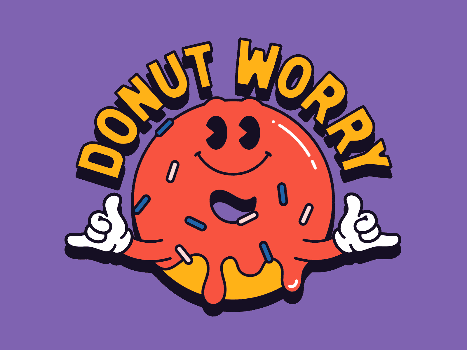 DONUT WORRY 🍩 animation character donut gif icon illustration logo motion positivity shadow sticker typography