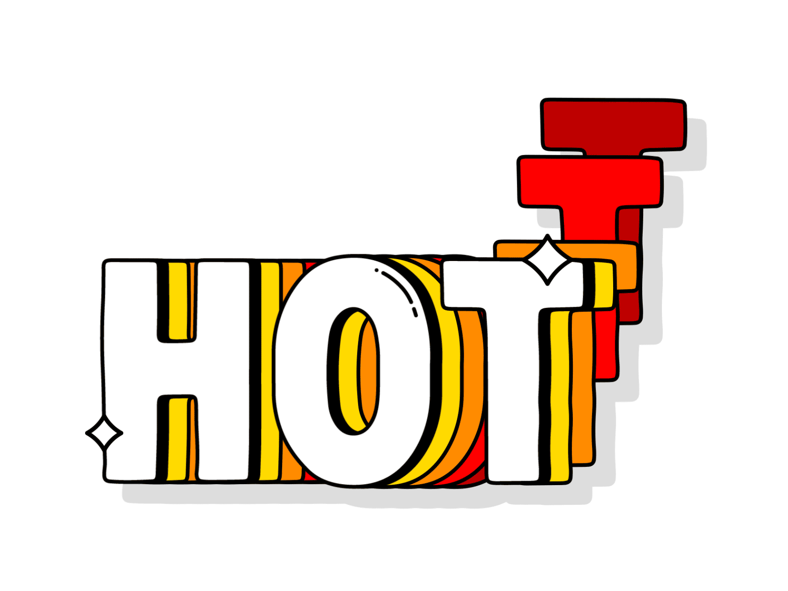 HOT 🔥 animation character fire hot icon illustration logo loop motion repeat shadow typography