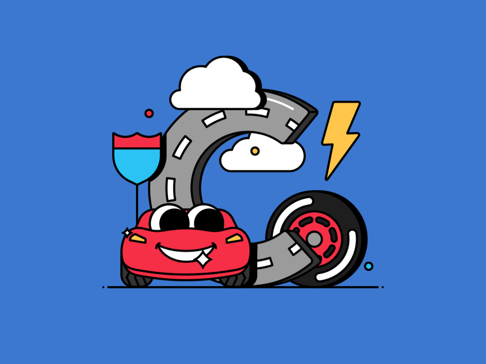 C is for Cars 🚗 ⚡️ 36 days of type 36daysoftype animation cars character disney flat icon illustration motion shadow typography