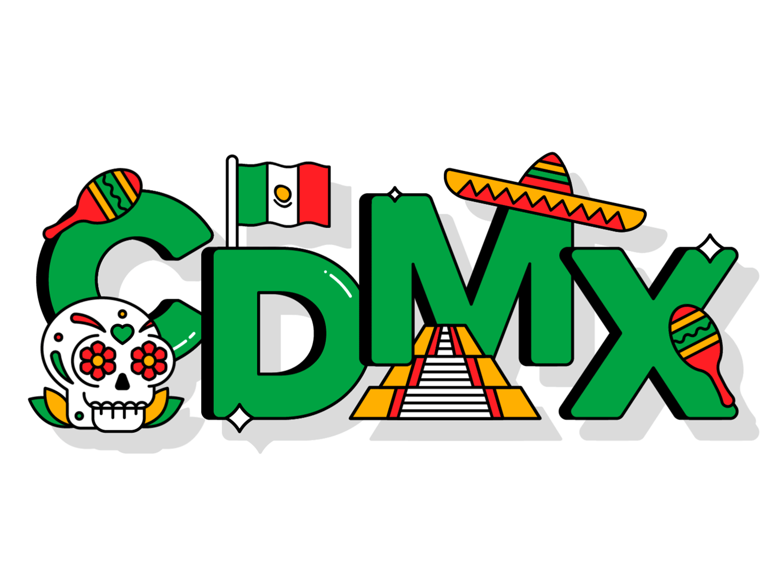 CDMX 🇲🇽💀🥙 🌎 animation character icon illustration logo loop mexico motion shadow typography