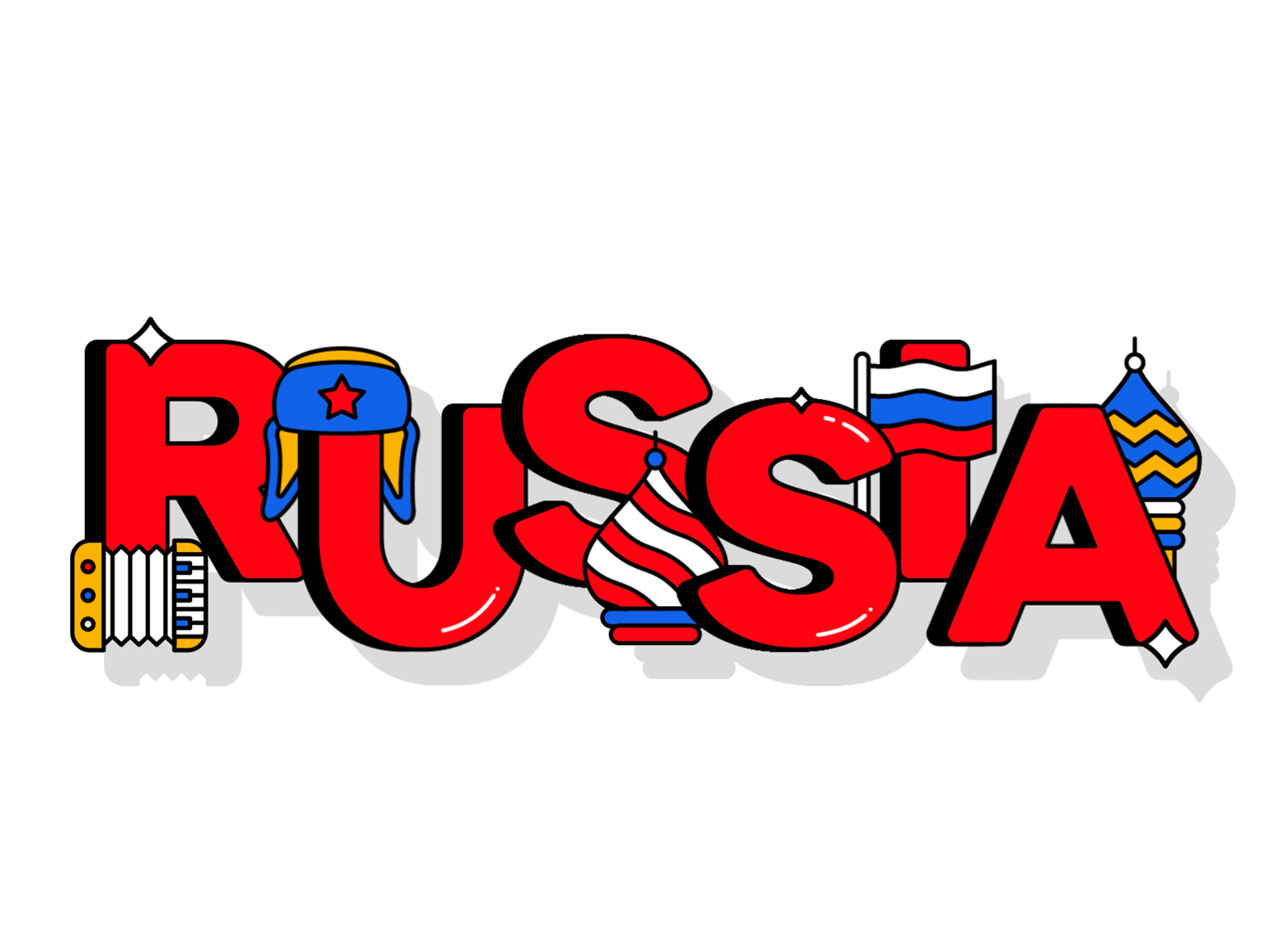 Russia 🇷🇺 animation icon illustration kremlin logo loop motion russia travel typography