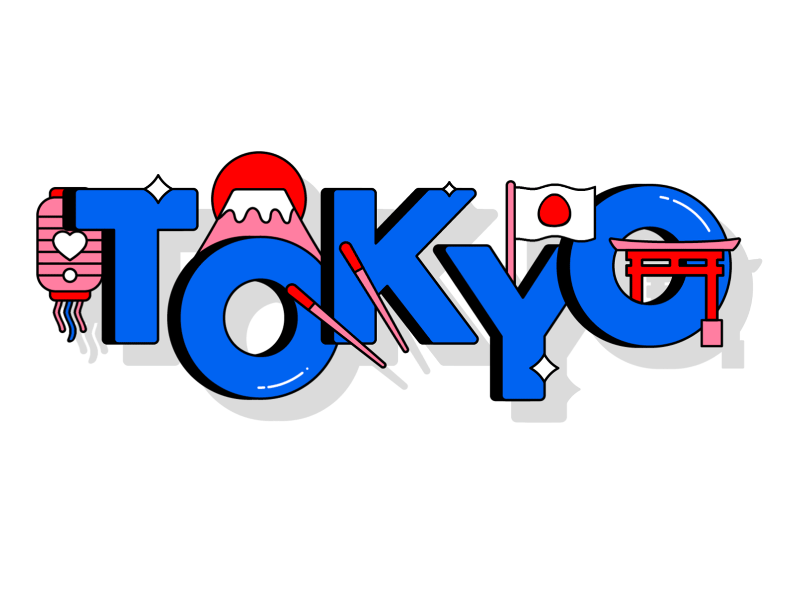Tokyo 🇯🇵 🍣🗻⛩ animation character icon illustration japan logo loop motion shadow sushi tokyo typography