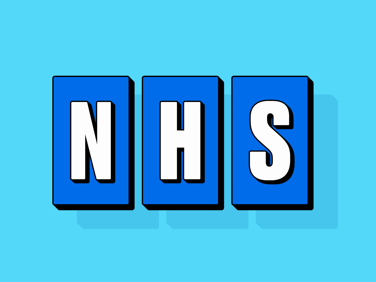 NHS 3d animation character icon illustration logo loop motion shadow simple typography