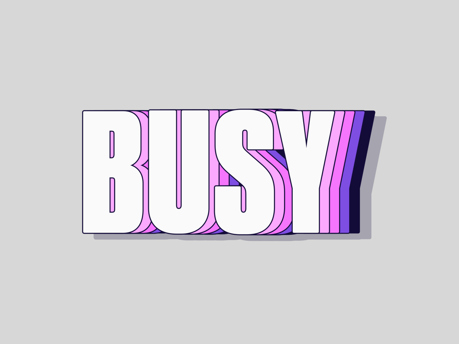 Busy! animation character icon illustration kinetic logo loop motion shadow simple stretch typography