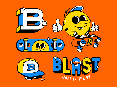 BLAST Brand Assets character detail flat illustration logo mascot shadow simple skate skateboard typography vector