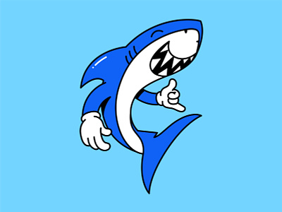 Sharky 🦈 branding character design flat icon illustration logo ocean shadow shark simple vector