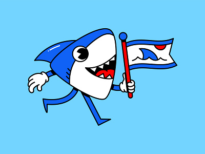 Sharky V2 🦈 branding character design fish flat icon illustration logo shadow shark simple vector