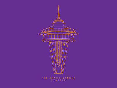 The Space Needle, Seattle architecture bright contrast flat icons illustration outline seattle shadow simplistic travel