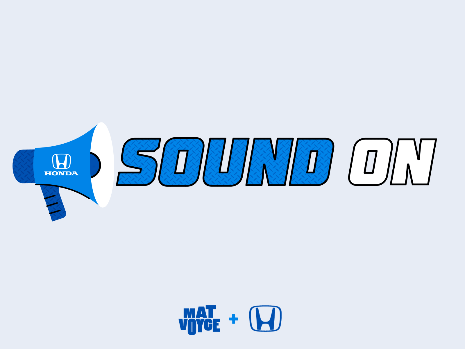 Sound On! animation character icon illustration logo loop megaphone motion shadow simple sound typography