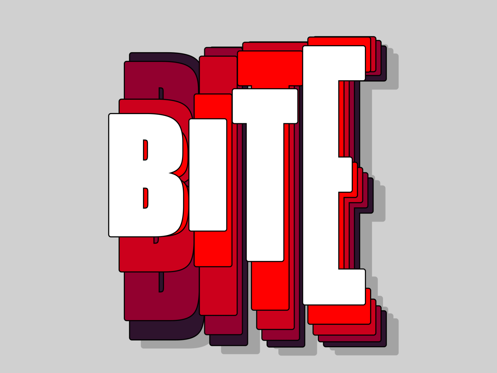 BITE animation bite character icon illustration kinetic logo loop motion shadow typography zombie