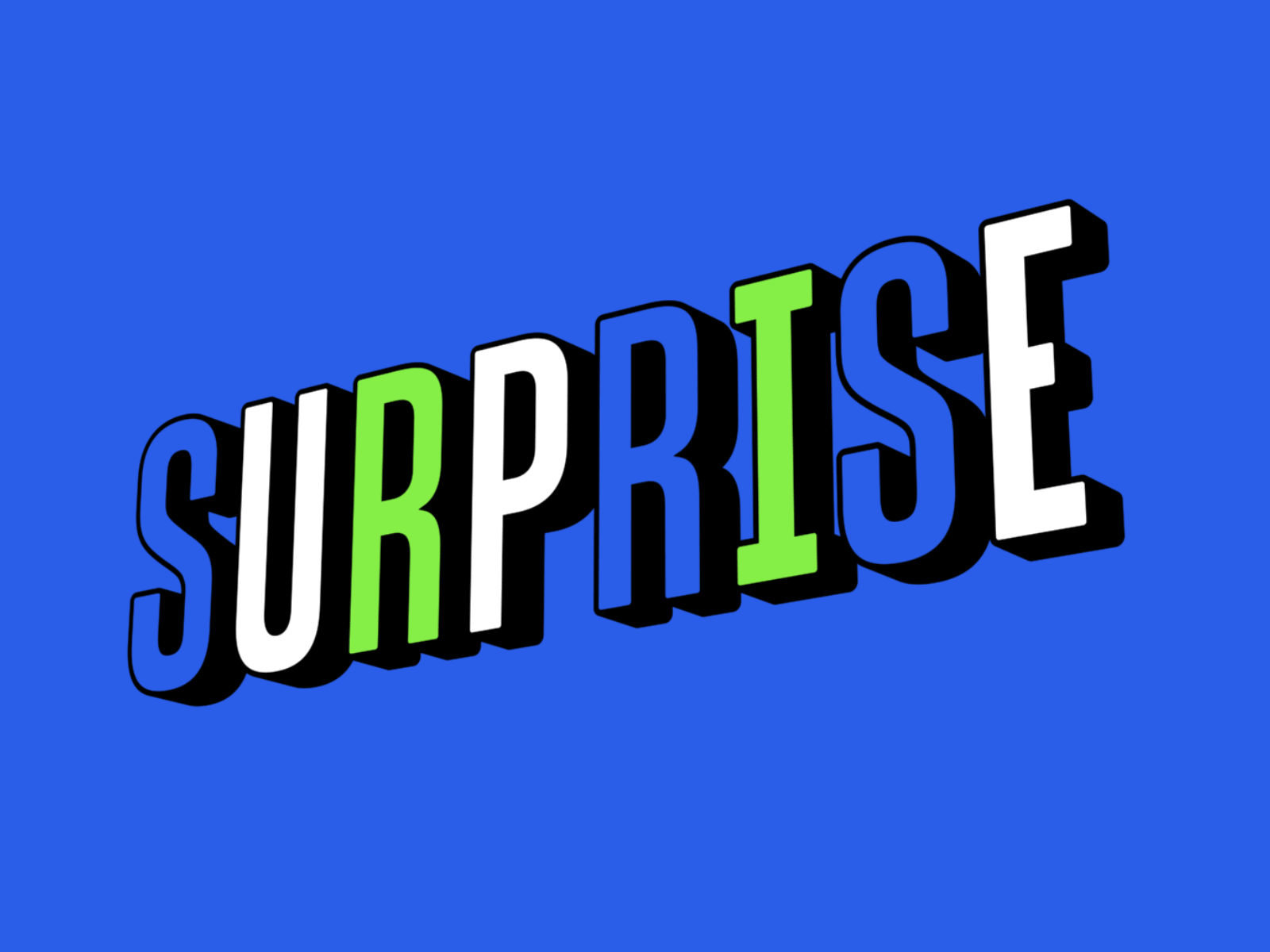 SURPRISE 3d animation character icon illustration kinetic typography lettering logo loop motion shadow typography