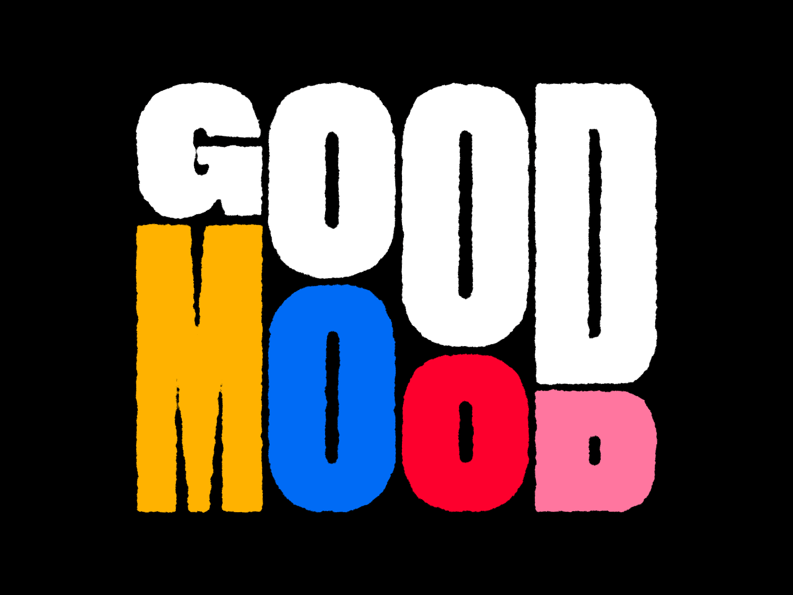 GOOD MOOD animation character flat icon illustration kinetic typography logo loop motion shadow simple typography