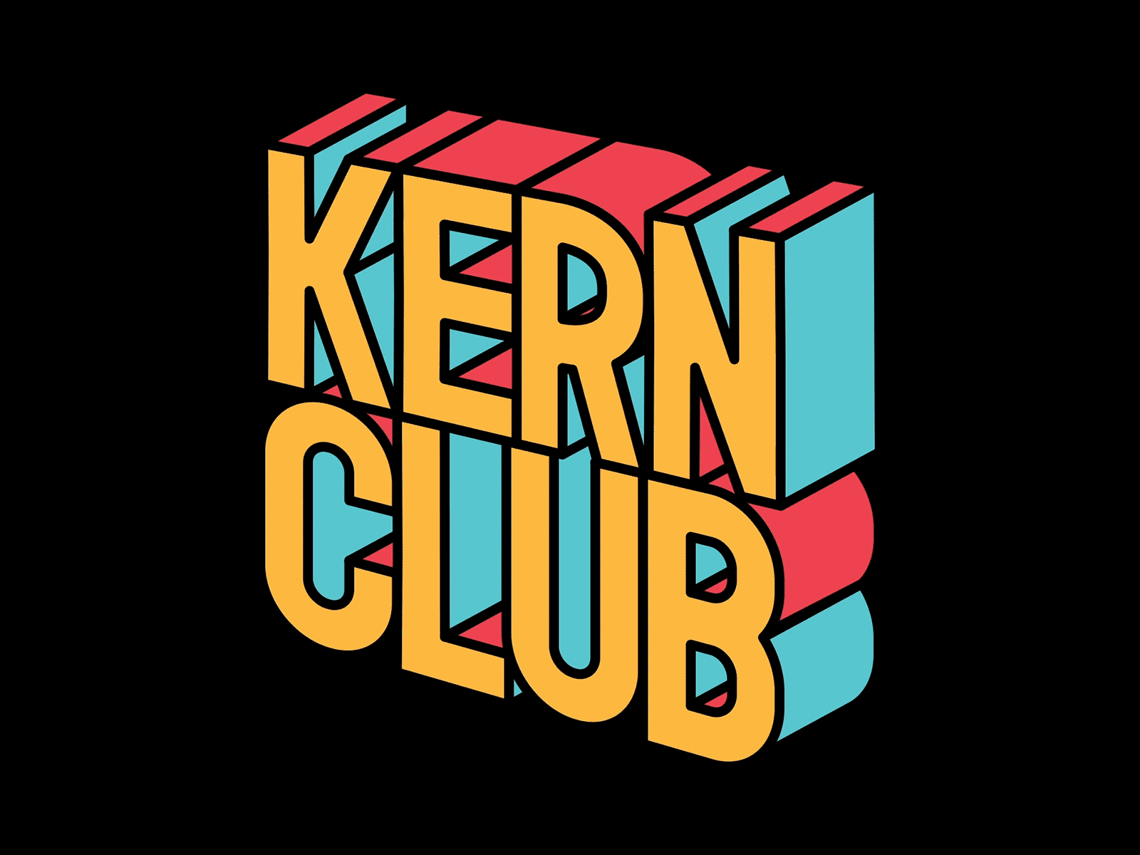 KERN CLUB 3D animation character icon illustration kinetic lettering logo loop motion shadow typography
