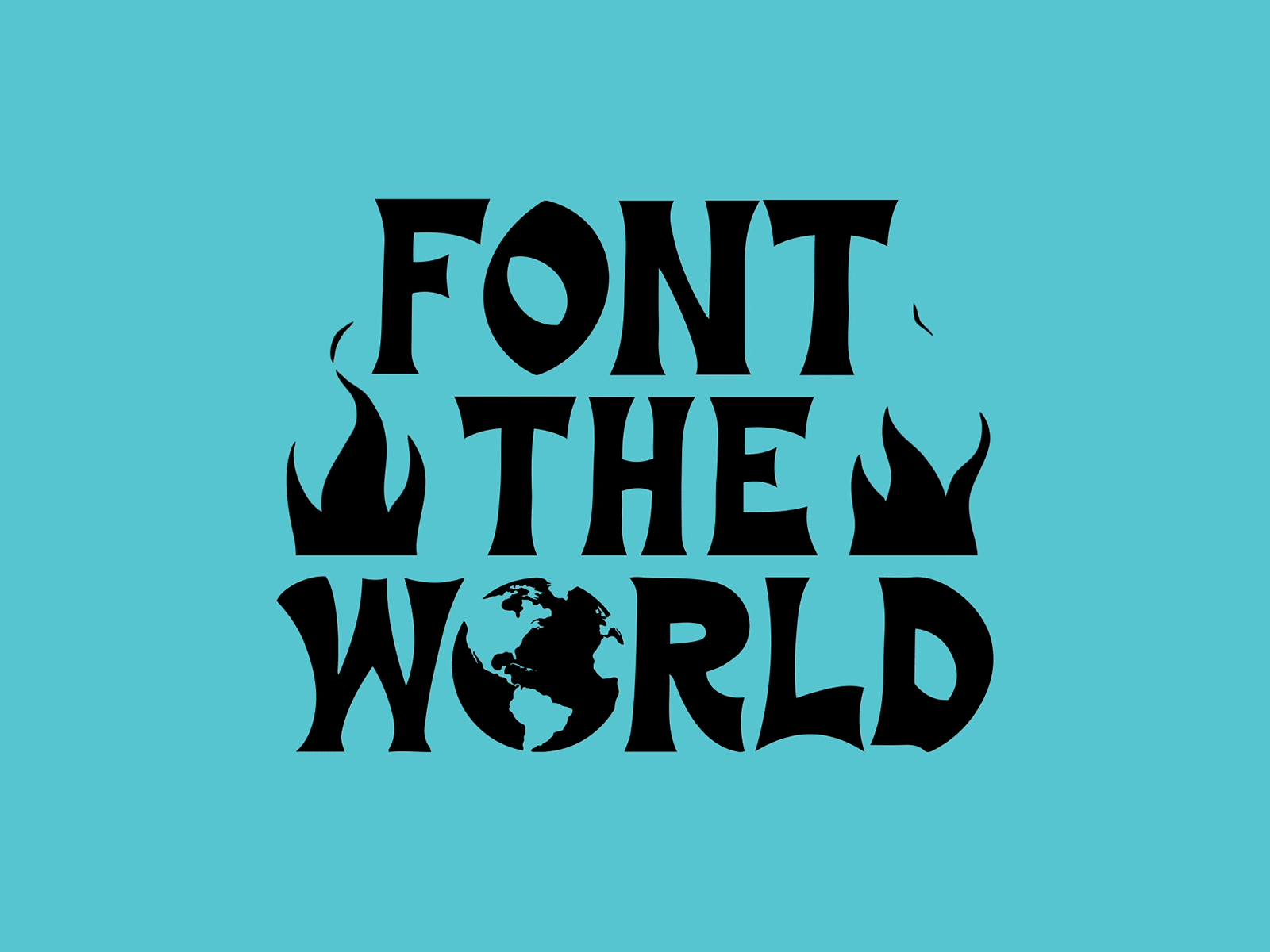 FONT THE WORLD animation character flames icon illustration logo loop motion shadow simple typography