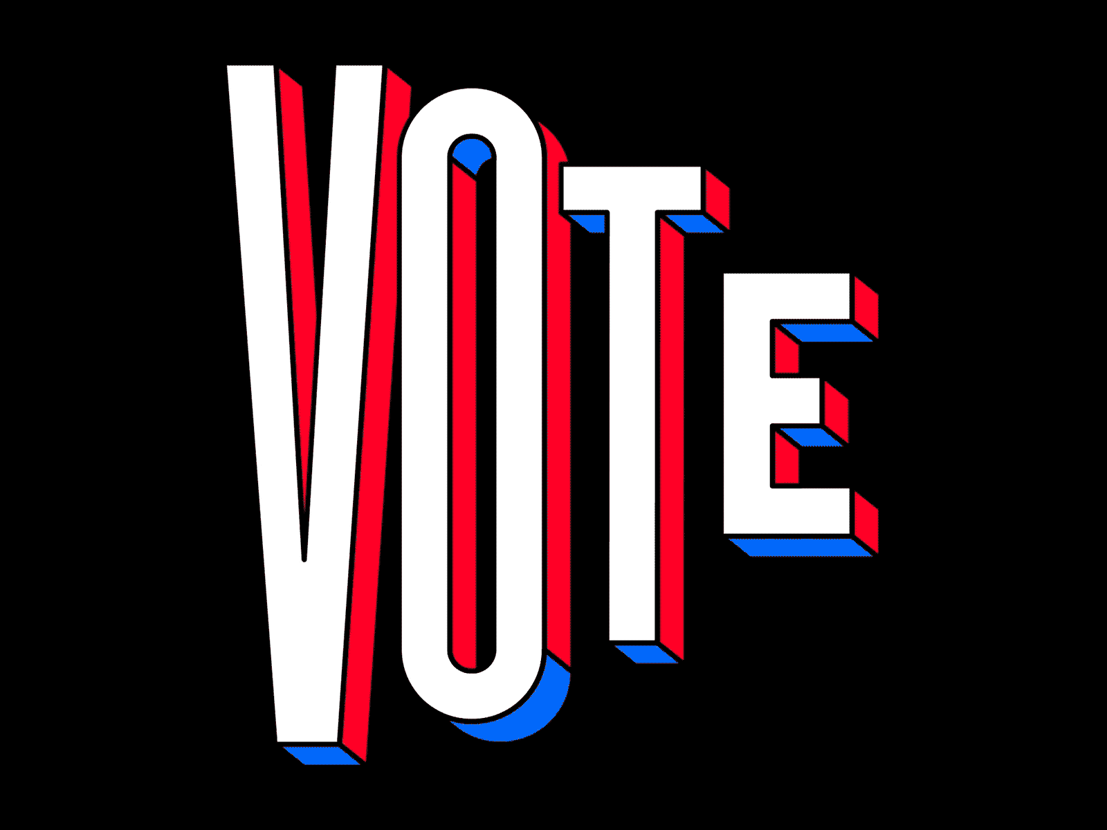 VOTE 3d animation icon illustration kinetic typography logo loop motion shadow simple typography usa vote