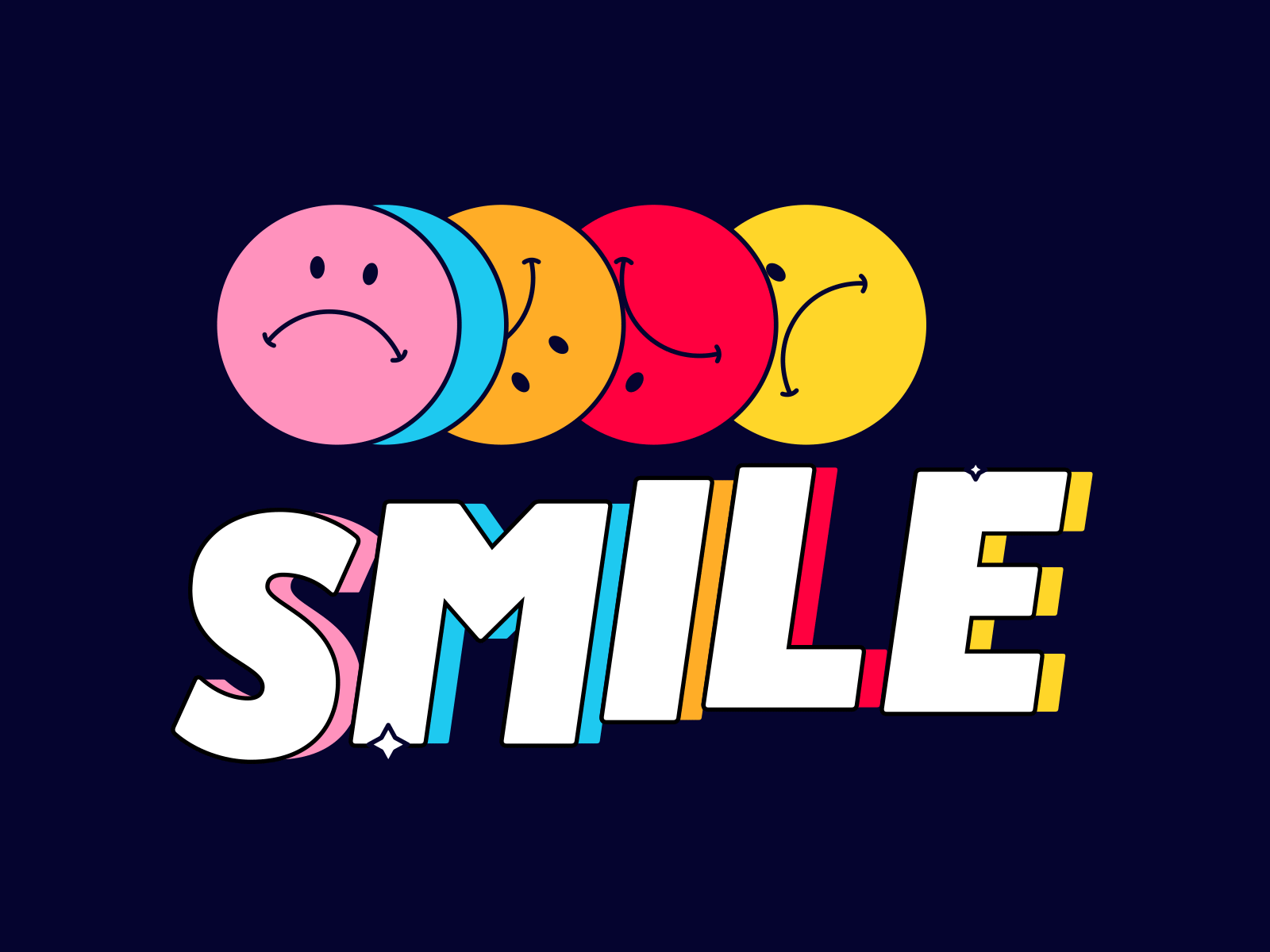SMILE animation character face icon illustration logo loop motion shadow simple smile typography