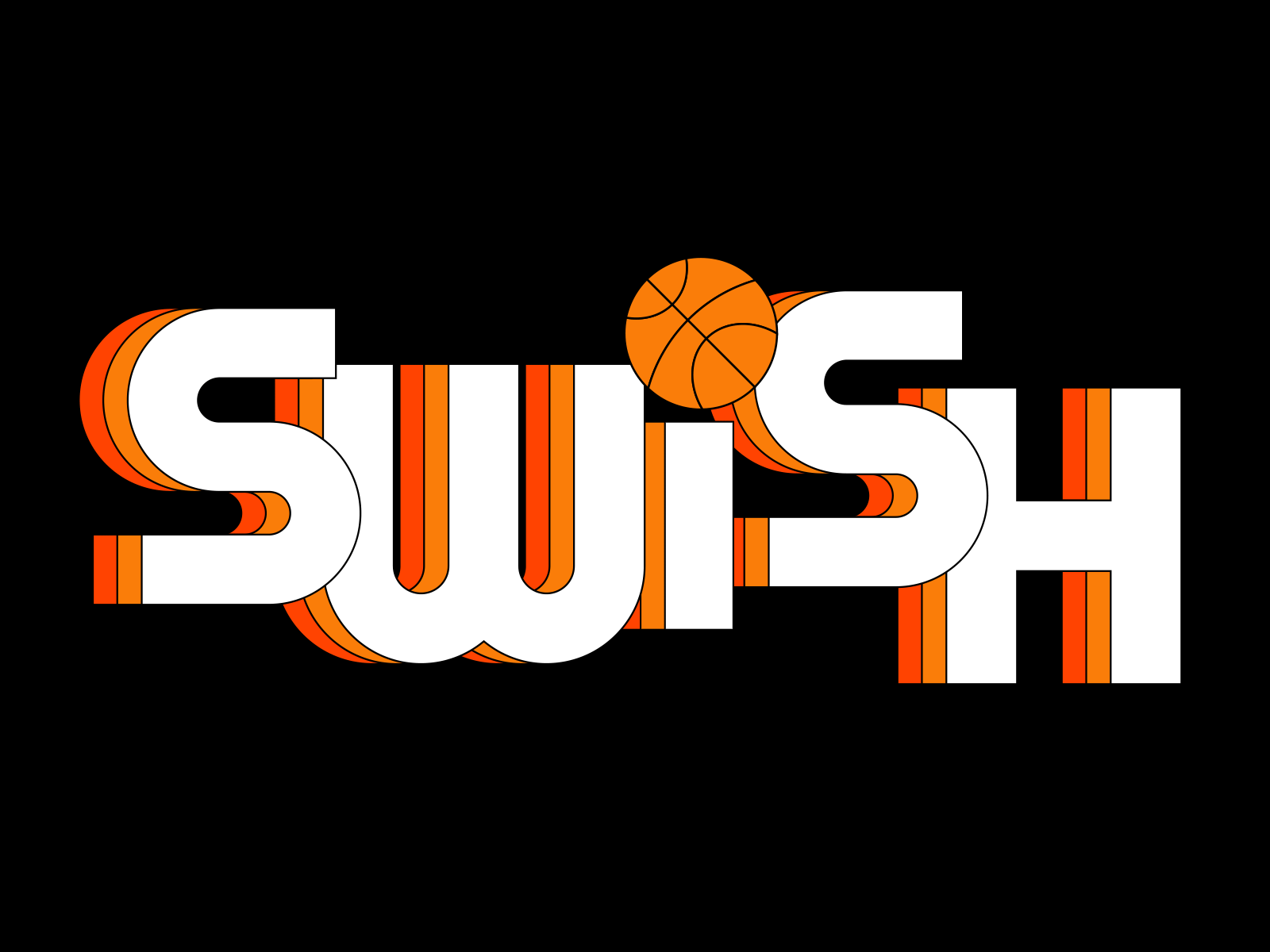 SWISH animation basketball character icon illustration logo loop motion shadow sport swish typography