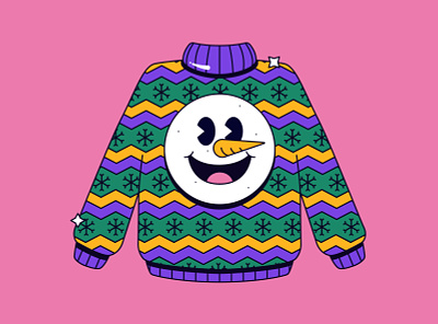 GoDaddy - Ugly Sweater character cute design graphic icon illustration pattern shadow simple snowman sweater xmas