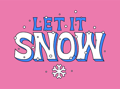 Let it SNOW animation character christmas flat icon illustration lettering logo shadow simple typography vector
