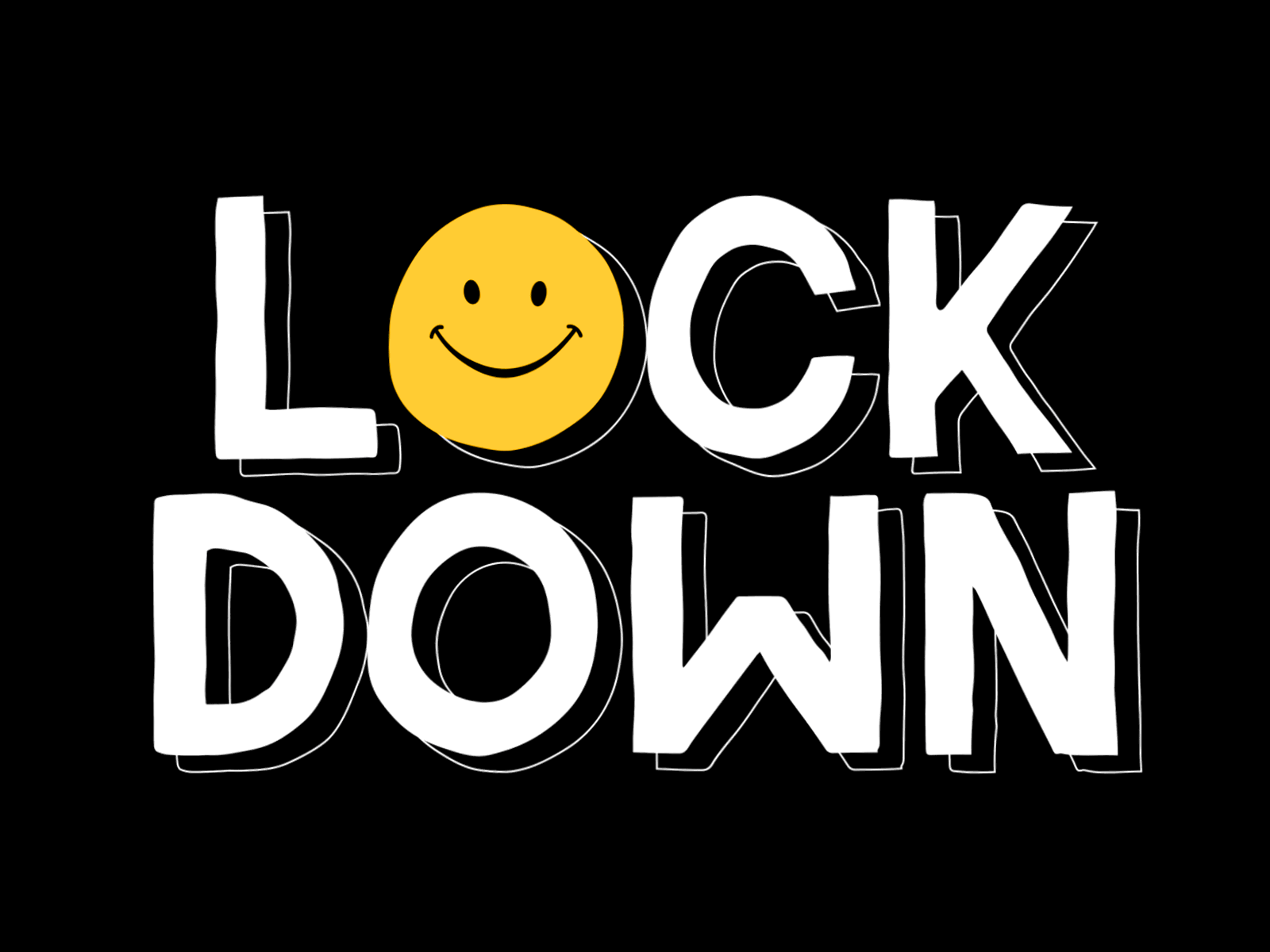 LOCKDOWN animation character icon illustration lockdown logo loop motion shadow simple typography