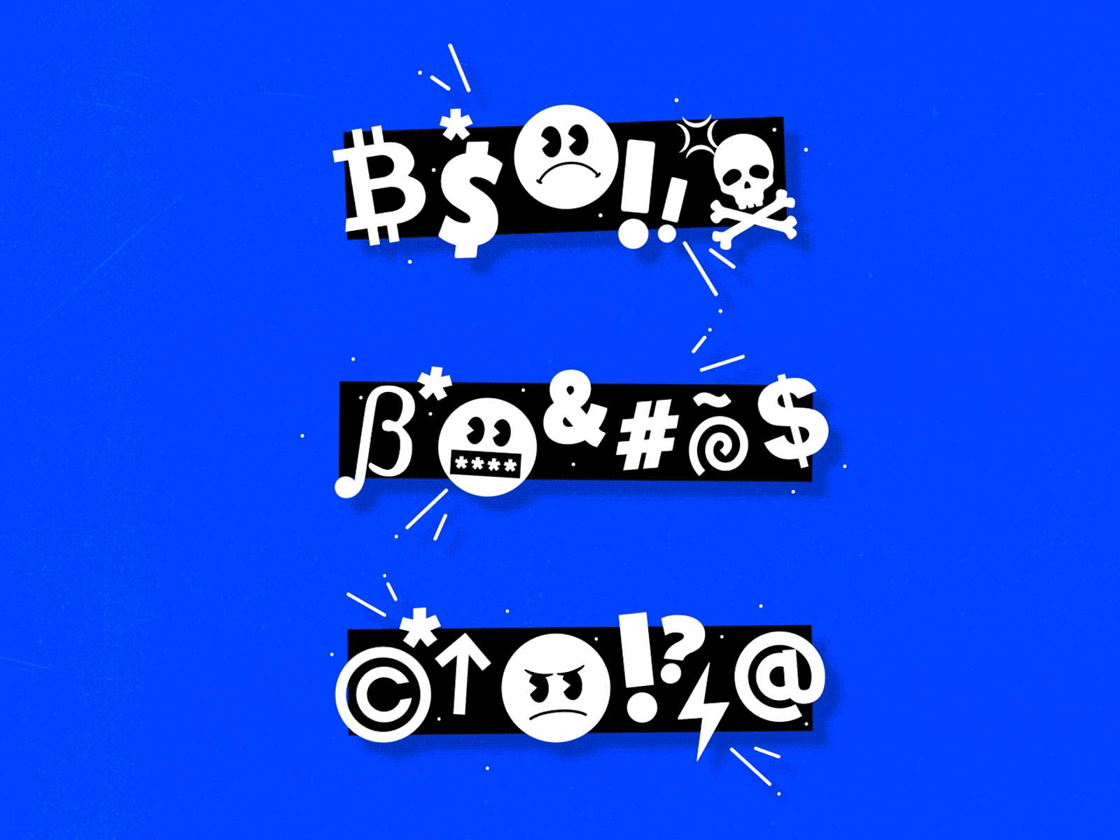 ₿*$☹️!!*💀 character emoji flat icon illustration loop motion shadow simple typography vector