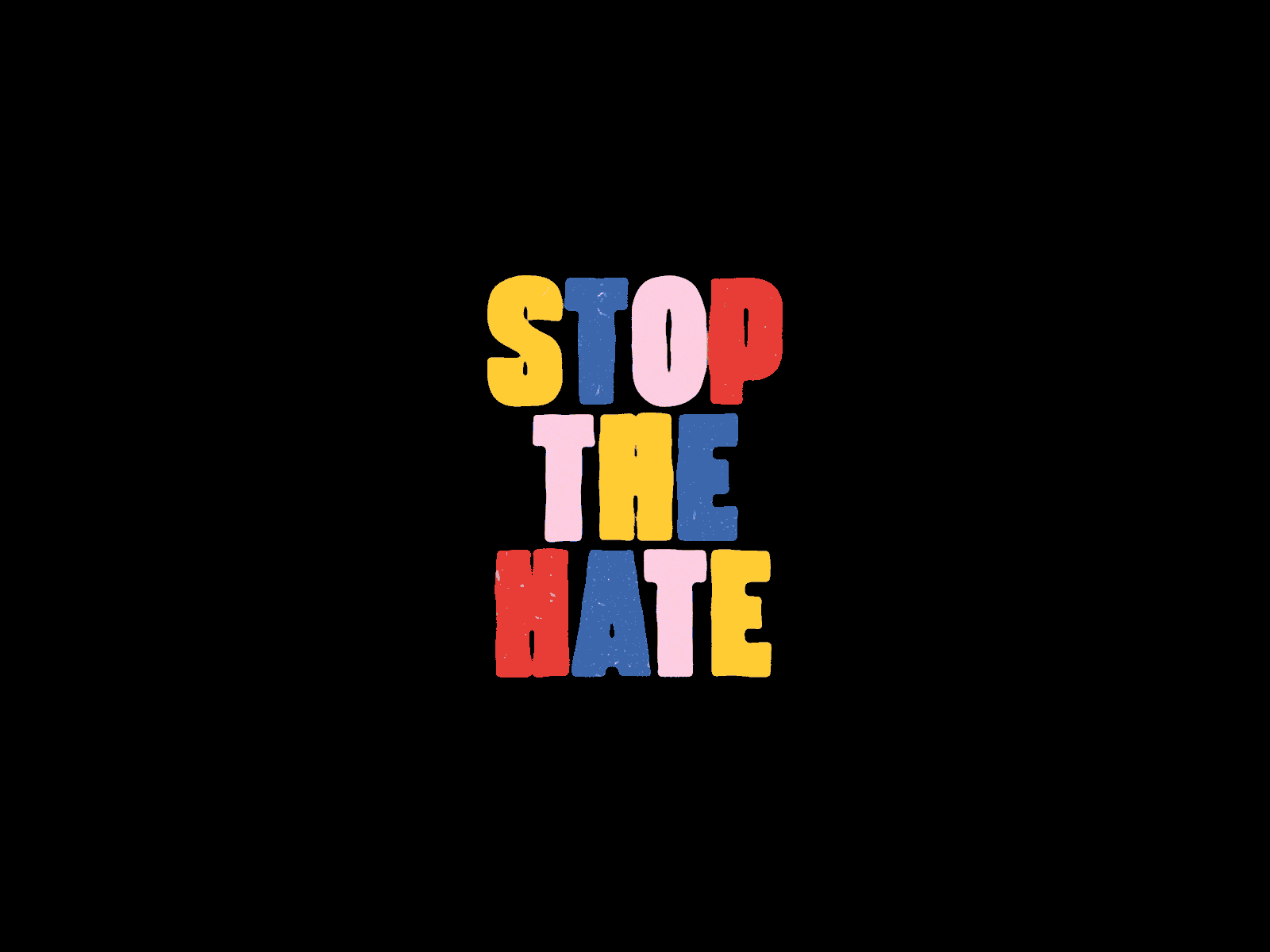 STOP THE HATE animation character hate icon illustration logo loop motion shadow simple typography
