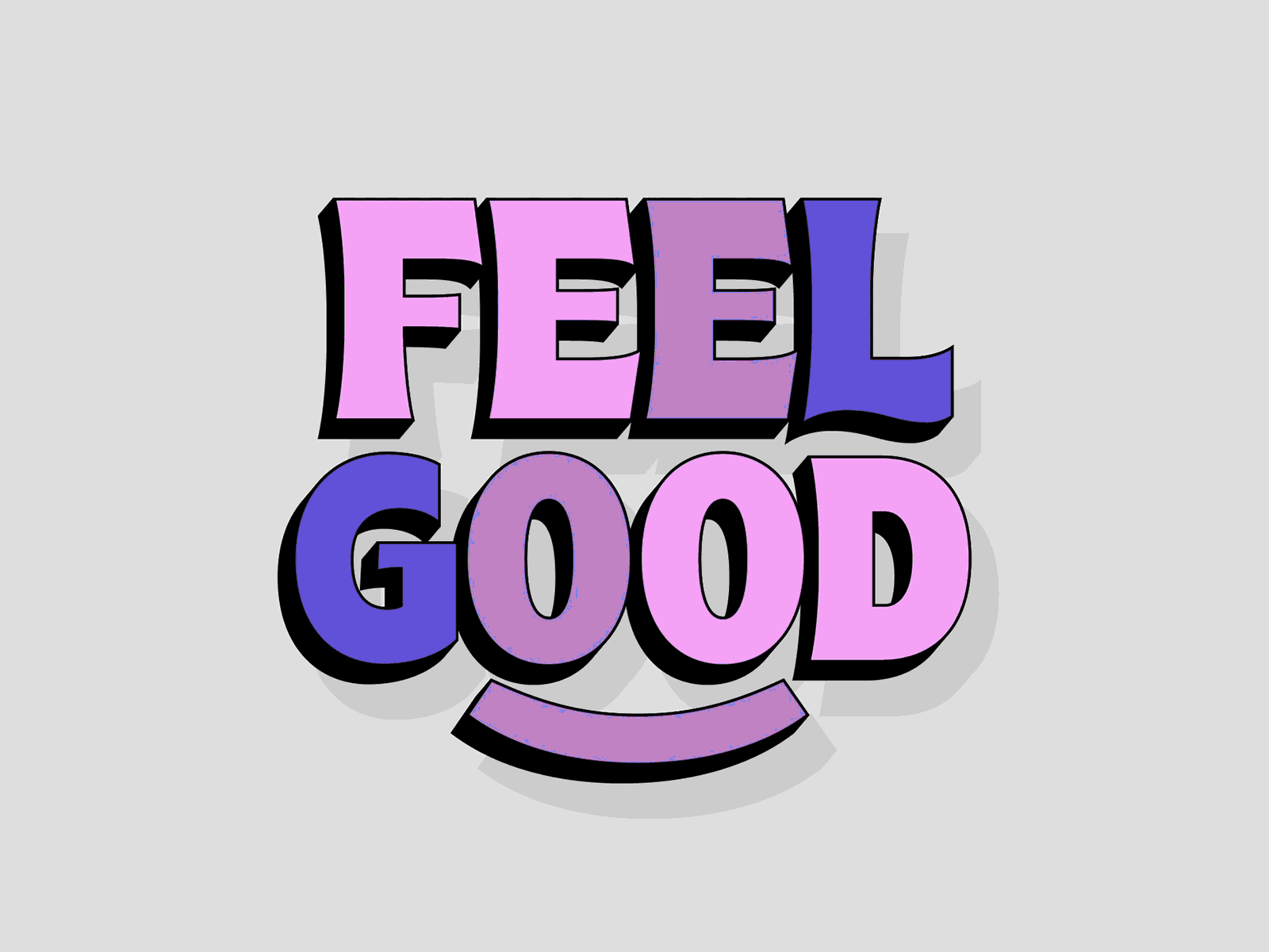 FEEL GOOD animation character emoji icon illustration logo loop motion shadow smile typography