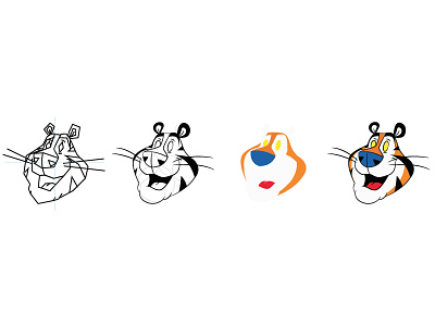 Kelloggs Frosties - Tony The Tiger - Process character icon illustration logo offset process retro shapes sketch tiger tv vector