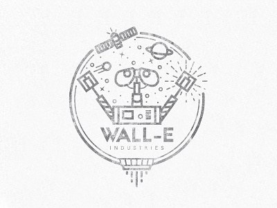 If Wall-e was a brand... badge character clean emblem icon illustration logo planet rocket space vector walle