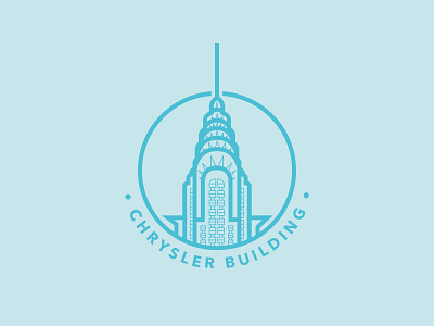 Chrysler Building badge building city detail flat icon illustration logo new york simple skyscraper