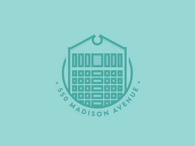 550 Madison Avenue badge building city flat icon illustration landscape logo new simple skyscraper york
